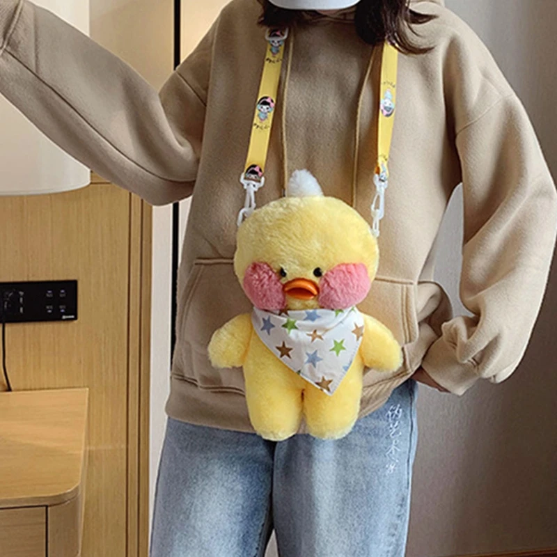 

Женская милая плюшевая сумка через плечо с изображением утки, сумка-мессенджер с милым мультяшным рисунком, сумка-тоут