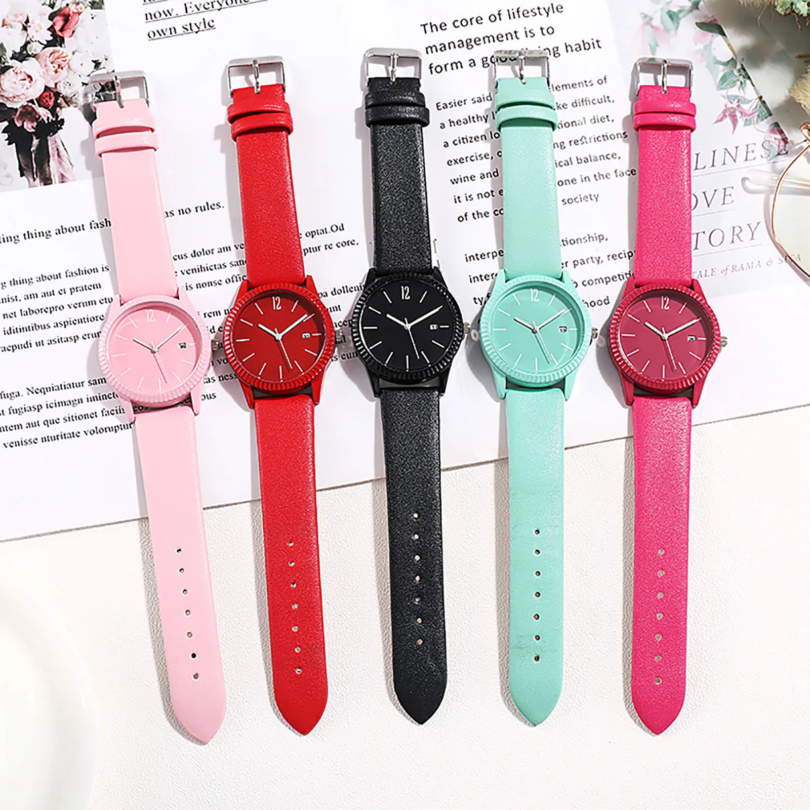 

Women Quartz Watch Round Dial Leather Strap Watch for Student Ladies 2021 Fashion Korean Style Wristwatch Reloj Mujer Drop Ship