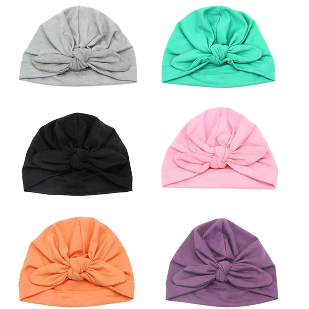 6 цветов милая детская шапка завязанные кроличьи уши модель хлопковой шапки