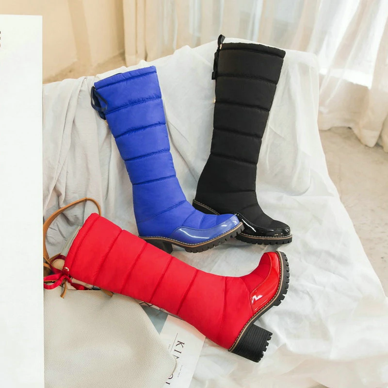 

Женские сапоги на резиновой нескользящей подошве, теплые зимние сапоги до колена, плюшевые сапоги без шнуровки