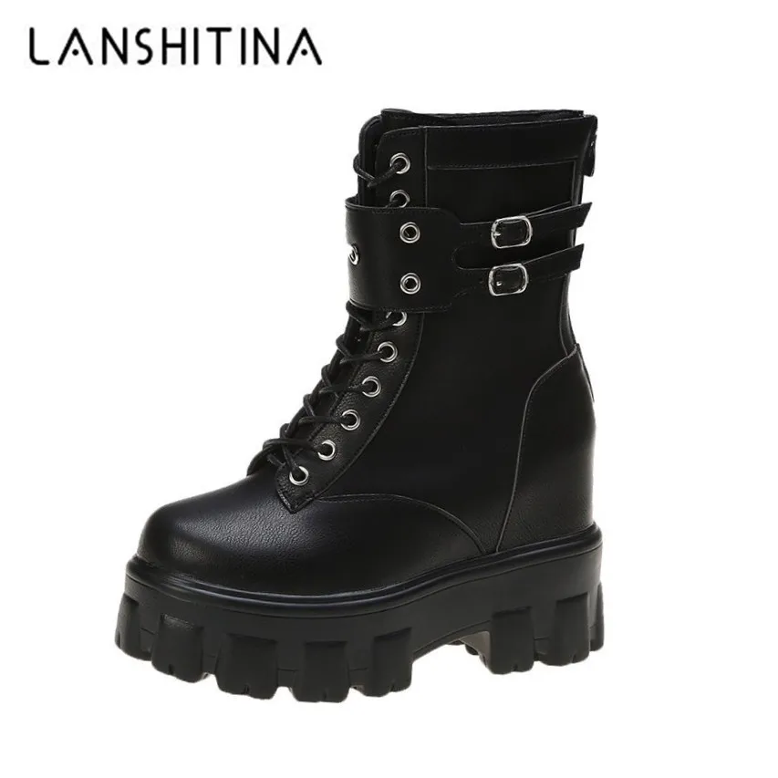 

Ankle Boots Women's 2020 Spring Autumn Short Boots Platform Breathable Chunky Sneakers Round Toe Lace Thick Bottom Single Boots