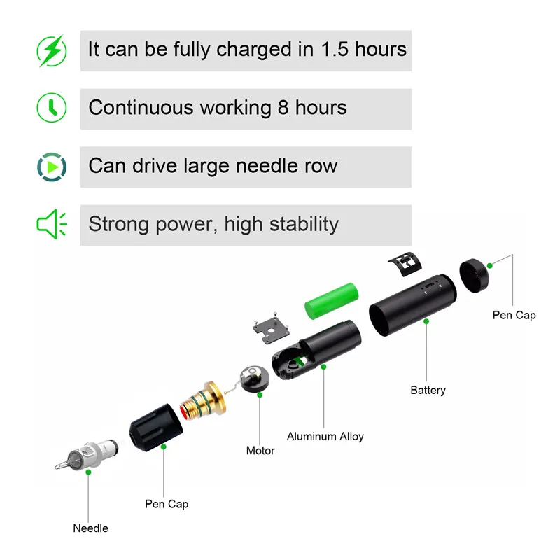 Wireless Tattoo Pen Strong Coreless Motor Wireless Tattoo Machine 2400mAh Lithium Battery Permanent Makeup Pen for Body Art