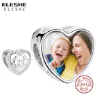 ELESHE Настоящее Стерлинговое Серебро 925 Сердце Любовь Семья Шарм пользовательские фото DIY ювелирные изделия браслет шарма оригинал для женщин