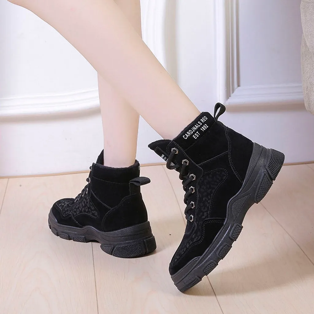 Женские ботинки на плоской подошве с круглым носком вельветовые зимние