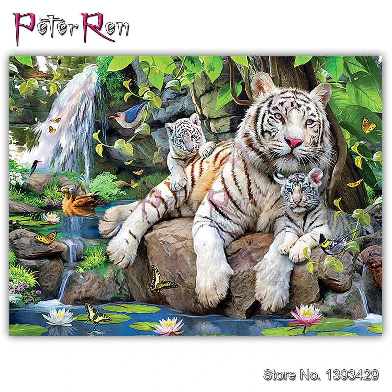 

5D Diamond Painting Cross Stitch Needlework Tigers 3d Diamond Embroidery Animal full Resin rhinestone mosaic stickers Home Decor
