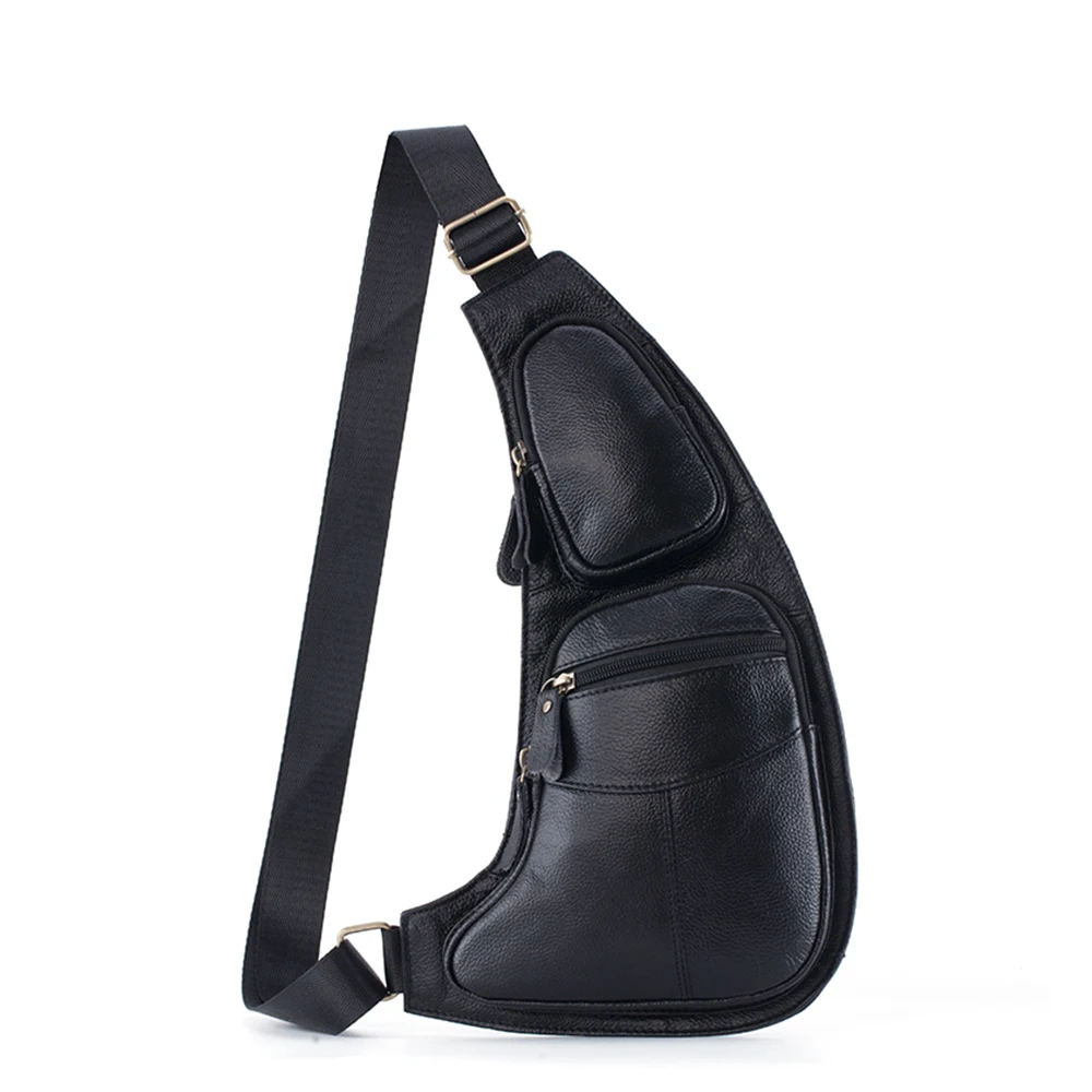 Мужская кожаная нагрудная сумка мужская через плечо мягкая Боковая Сумка для