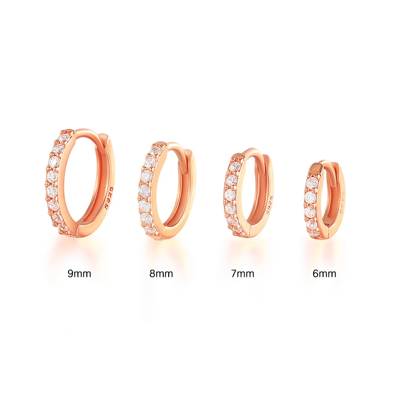 

Classic White Zircon Circle Earrings For Women 925 Sterling Silver Round Earring Pendientes Men Cartilage Ear Bone hoops Jewelry