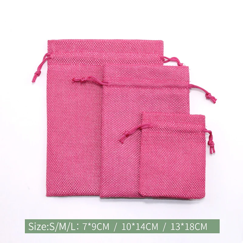 S/M/L 14Styles Empty Multifunction Solid Color Linen Drawstring Bag Wedding Party Candy Jewelry Cosmetics Gift Packaging Pouch images - 6