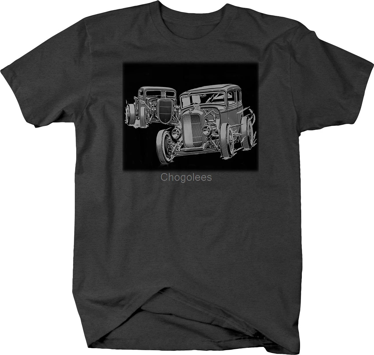 Ретро Винтажная Футболка Hotrod Deuce Coupe Duo Racing Model A Graphic для мужчин Черная | Мужская