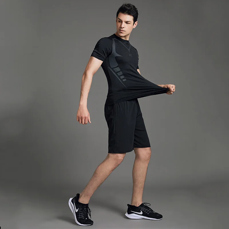 Мужской спортивный костюм для бега с круглым вырезом Футбольная спортивная