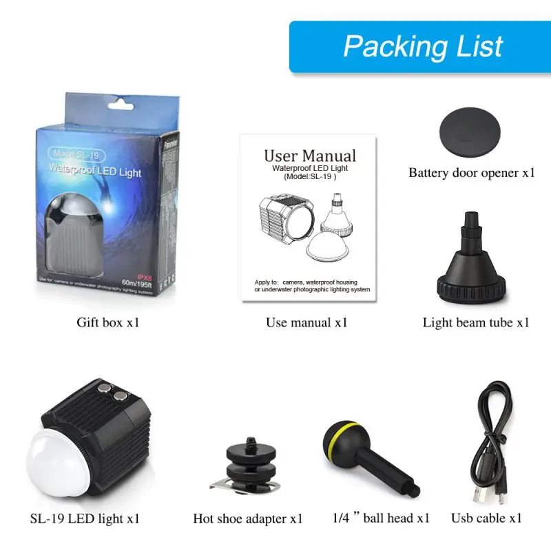 

60m Diving Lamp Diving Photography Fill Light Waterproof LED Light