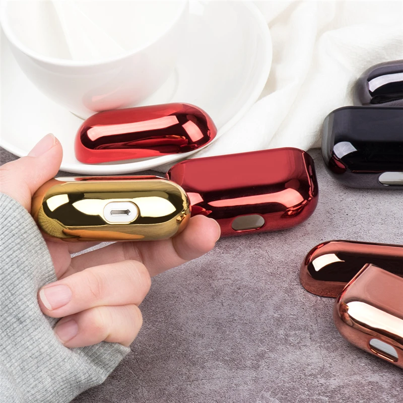 

Luxury Earphone Cover For Apple AirPods Pro 2 1 Case AirPods Protection Air Pods 3 Black Gold Glossy Plating Hard PC Accessories