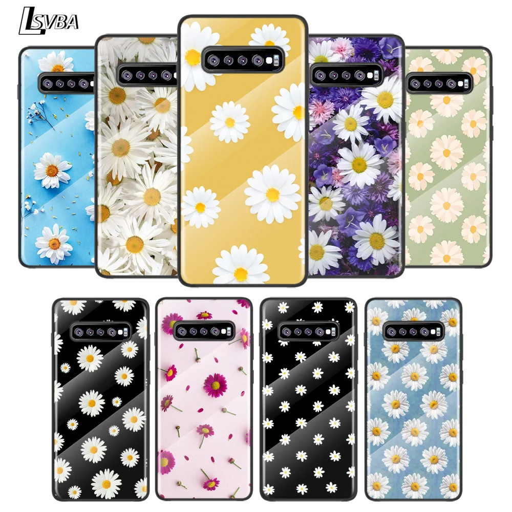 

Beautiful Flower Daisy For Samsung Galaxy S21 Ultra Plus 5G M51 M31 M21 Tempered Glass Cover Shell Luxury Phone Case