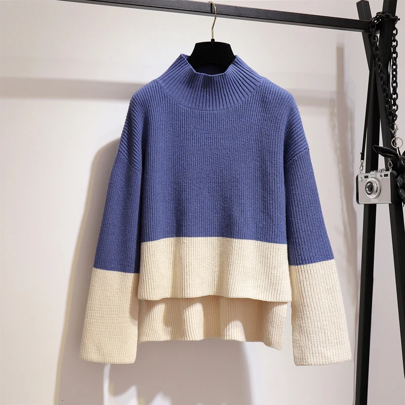 Женский осенне зимний Трикотажный костюм с высоким воротником и