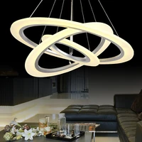 modern led lustre chandelier acrylic ring living room led lamp stainless steel hanging light fixtures adjustable chandelier