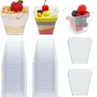 50 шт. одноразовые пластиковые стаканчики для йогурта, муссов, пирожных, прозрачный контейнер для желе, йогурта, муссов, десертов, вечеринок A35