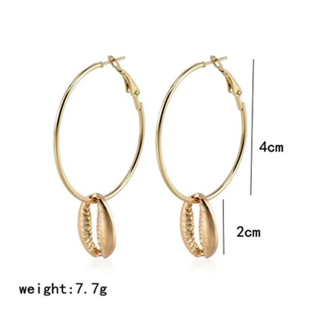 

Women Female Vintage Hyperbolic Hoop Earring Set Fashion Geometric Conch Metal Earring Crystal Jewelry Wholesale-XJ-W17