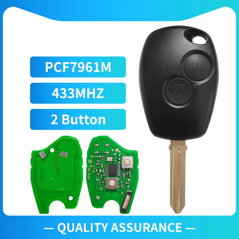 

XNRKEY HU136TE 433MHz PCF7961M HITAG AES Chip 2 Button Remote Car Key Blank Fob for Renault Logan II Sandero II