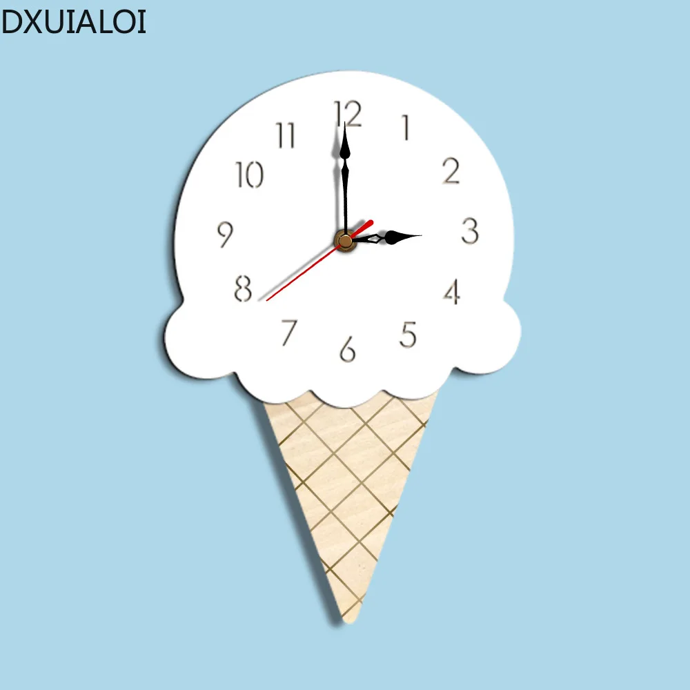 Настенные часы в скандинавском стиле с изображением мороженого Мультяшные