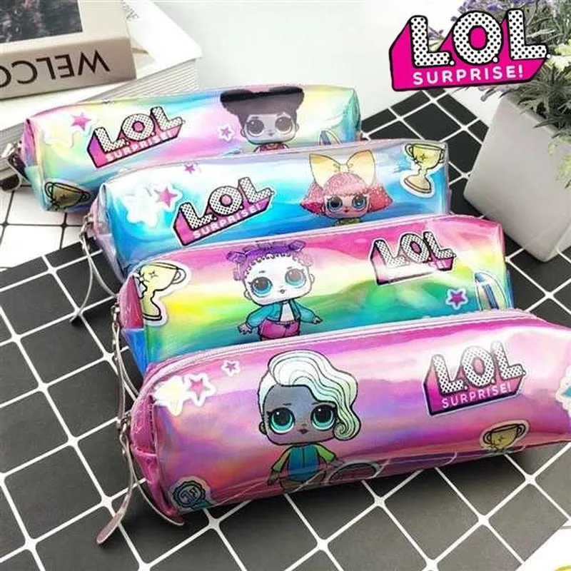 

Original LOL Surprise Dolls Pencil New anime lols dolls pencil case Laser Pu Cartoon Girl Pen Bag Student Stationery gifts Toys