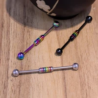 1pc industrial barbell earring piercing long ear cartilage stud helix tragus bar stainless steel for women men body jewelry 14g