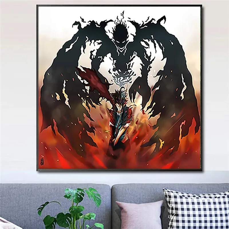 Модульный плакат с изображением черного клевера аниме Японский дракон HD