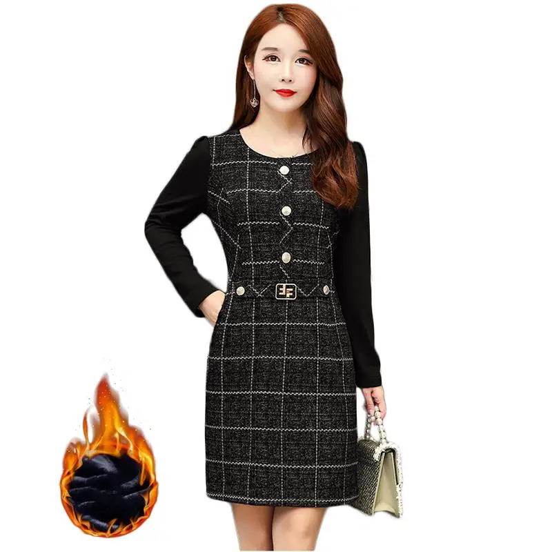 Женское платье осень зима 2020 вельветовое плотное теплое женское модное