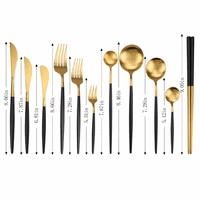 1pc black gold stainless steel flatware set kitchen travel tableware western dessert cutlery spoon knife fork wedding dinnerware