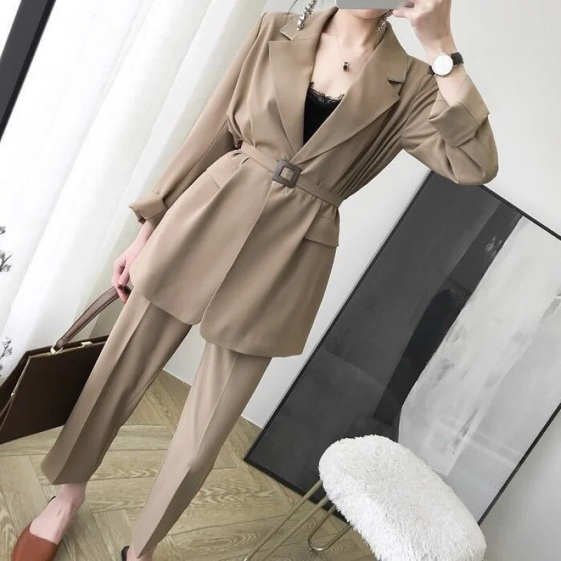 Женский костюм офисный комплект повседневный Блейзер и брюки деловой из двух