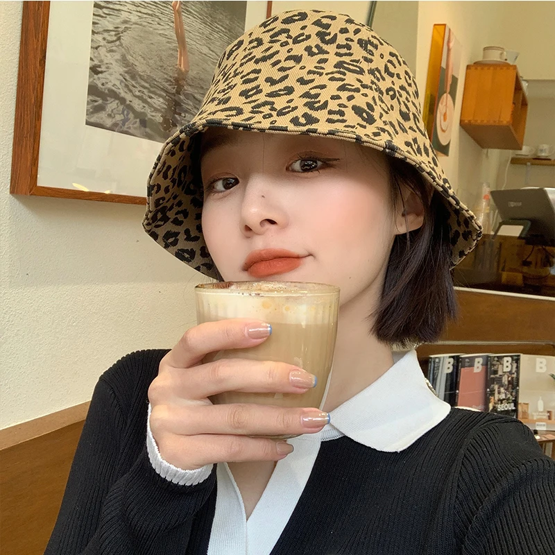 Женская шляпа K148 в полоску с леопардовым принтом женская панама 2021 летняя кепка