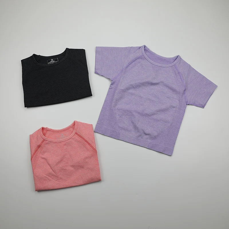 Женский бесшовный укороченный топ с коротким рукавом рубашки для йоги