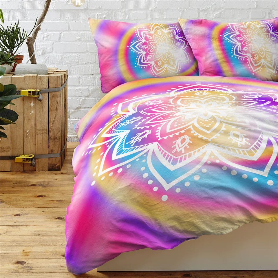 Blesslive цветок лотоса Tie Dye постельное белье 3 шт. богемный Мандала пододеяльник Желтый Фиолетовый Зеленый Tye Dye домашний текстиль