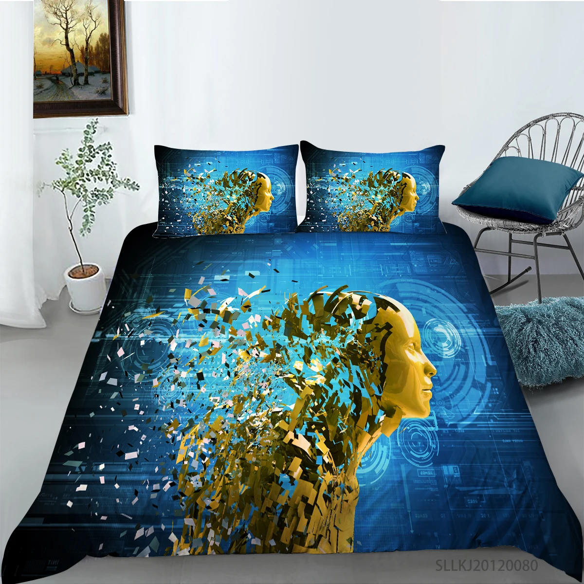 

New Fashion 3D Fluorescent Lines Brain Printing Bedding set Duvet cover with Pillowcases Home decor 2/3pcs