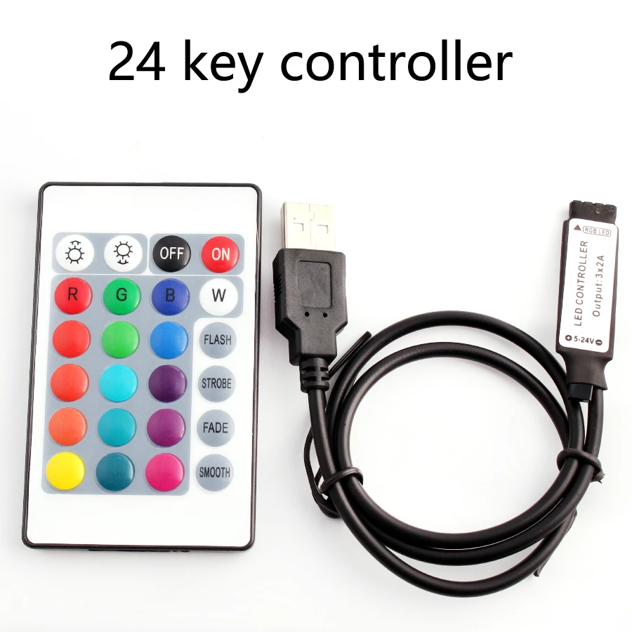 

USB 5V 24key RGB LED Controller 3key mini Control Simpl Dimmer for 5050 3528 2835 5V RGB LED Strip Lights 4Pin