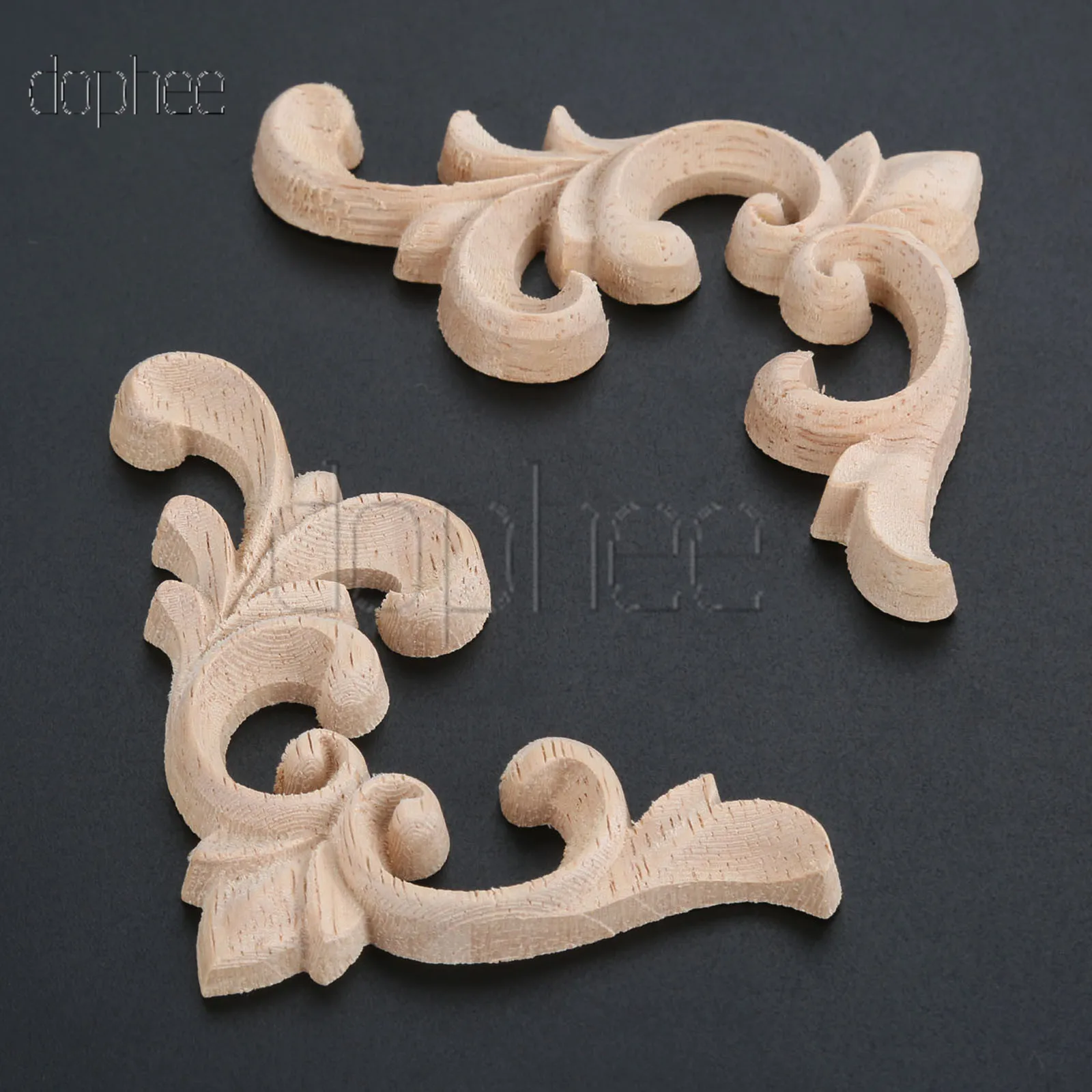 dophee 2/4pcs 7.5*6cm Unique Natural Floral Wood Carved Figurines Crafts Corner Appliques Frame Wall Door Woodcarving Decorative | Дом и сад