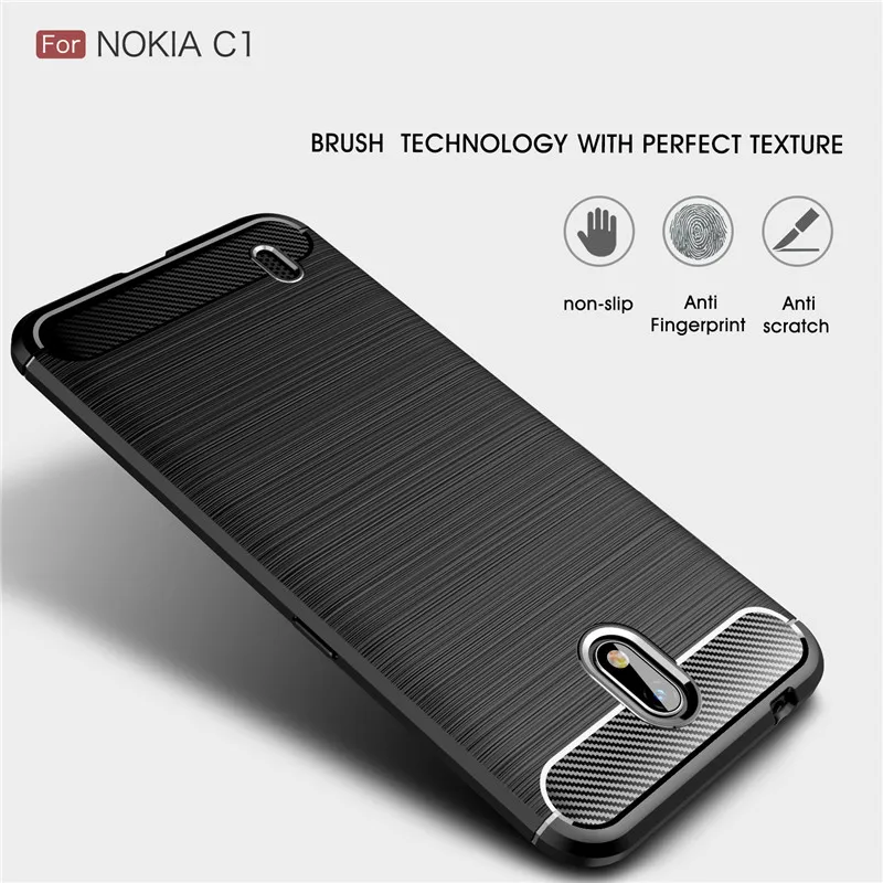 Мягкий силиконовый карбоновый чехол для Nokia C1 7 2 6 3 1 5 противоударный защитный