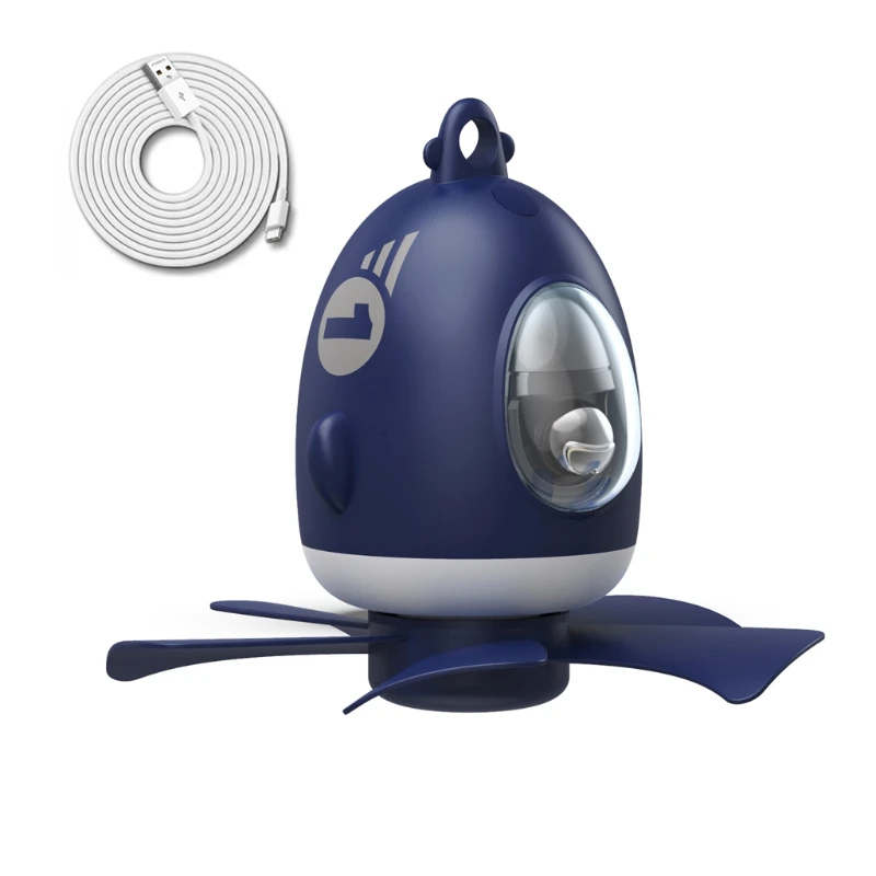 

USB 8000mAh Battery Powered Ceiling Fan Smart App Control Timer LED Lamp 4 Speed Fan for Outdoor Bed School Dormitory