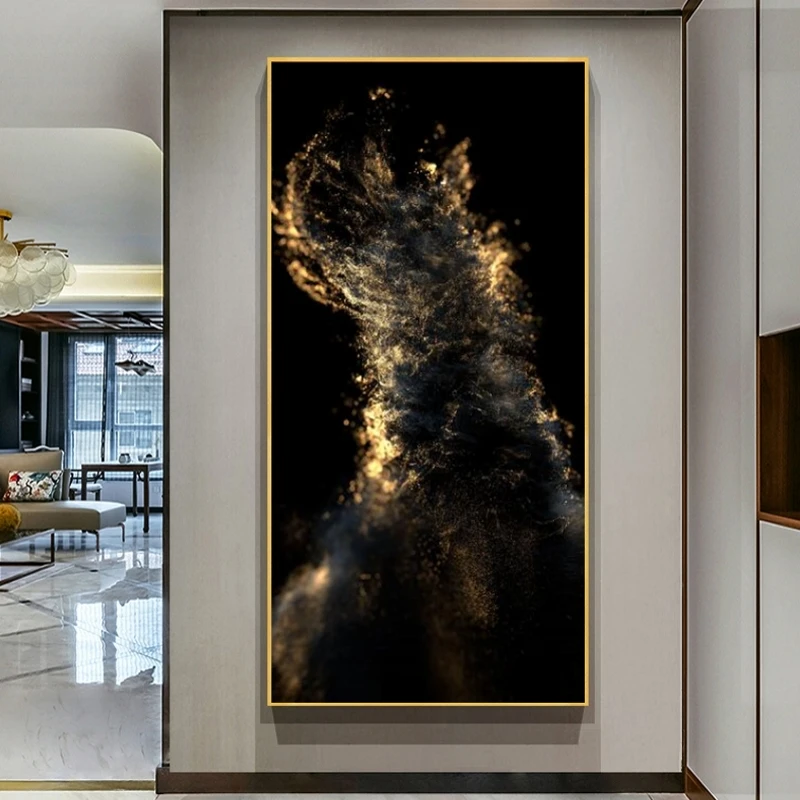 Большой размер Золотой абстрактные картины на холсте художественные плакаты и