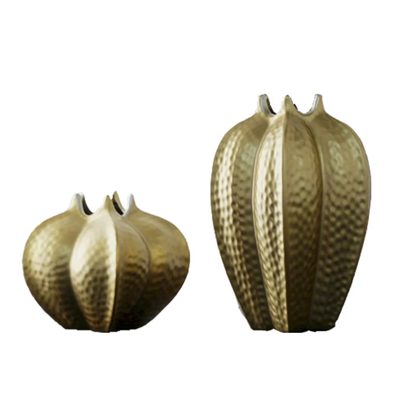 

American Golden Resin Vase Decoration Modern Art Vases Nordic Luxury Countertop Vase Flower Arrangement Living Room Decoration