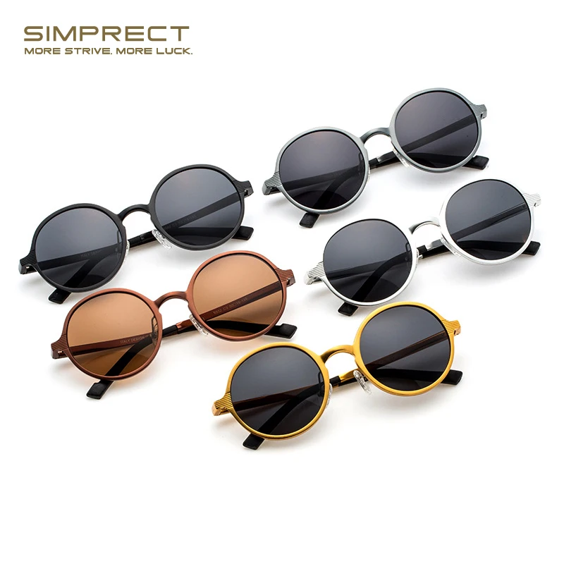 Мужские поляризационные солнцезащитные очки SIMPRECT 2021 UV400 круглые с антибликовым