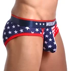 Трусы-плавки мужские с принтом, бикини в полоску, с флагом США, с принтом звезд, Размеры S M L XL, пикантные