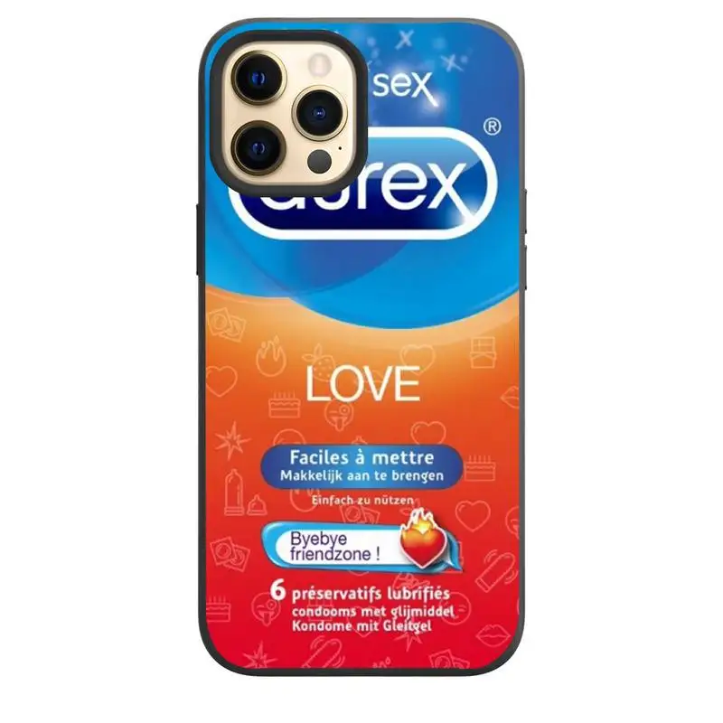 Горячая Распродажа! Любить Durex мобильный телефон черный мягкий свет для Iphone 11 12 Pro