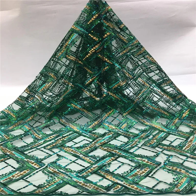 

African Net Lace Fabric, High Quality Elegant Nigerian Wedding Lace Fabrics 5Yards sequins French Tulle lace XX175-232