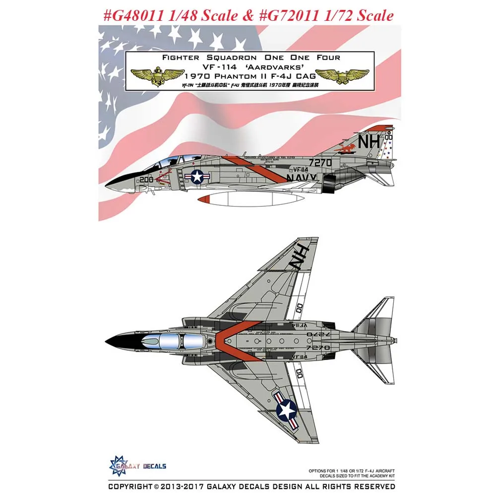 GALAXY G48011 G72011 1/48 1/72 Scale F-4J VF-114 Aardvarks 1