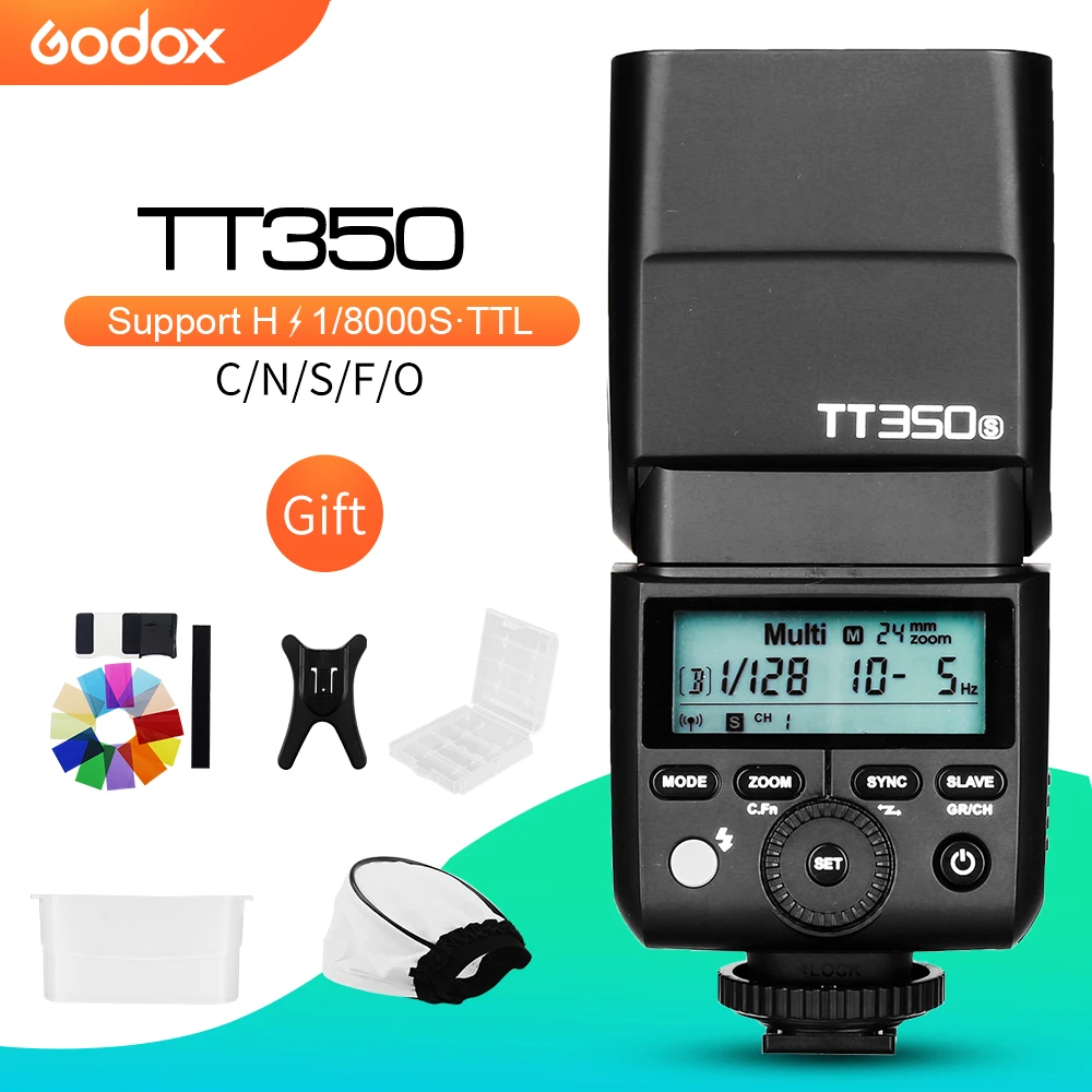 Вспышка для камеры Godox Mini Speedlite TT350C TT350N TT350S TT350F TT350O TT350P TTL HSS Canon Nikon Sony Fuji Olympus