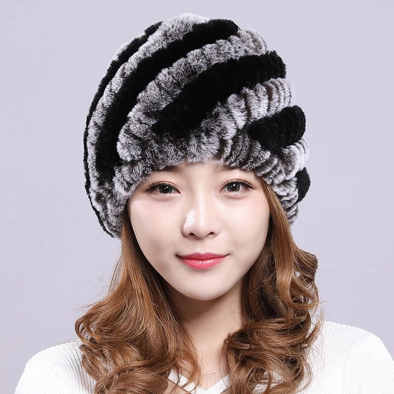 

genuine natural REX rabbit fur hat cap headgear women warmer skullies Wholesale Price 10 colors New Knitted hats H112