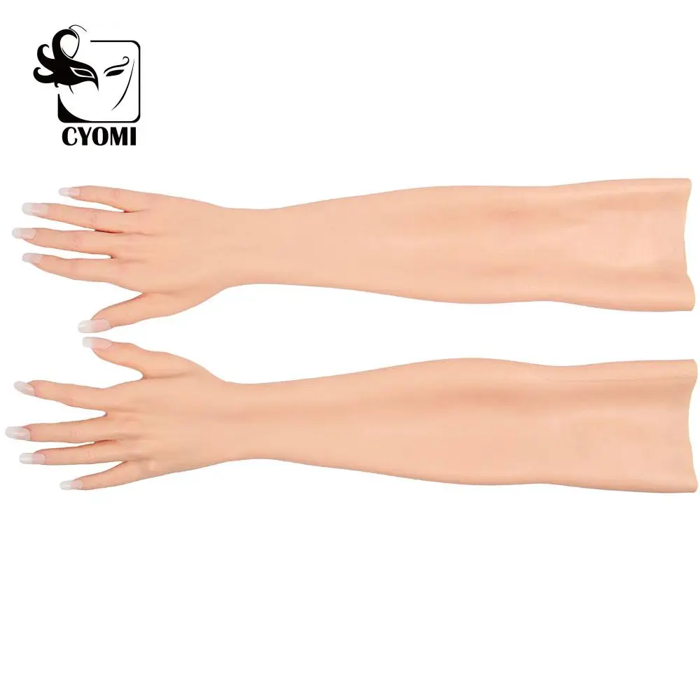 

CYOMI Silicone Gloves Realistic Skin Hand with Nail Crossdressing for Transvestite Cosplay Performance Props Drag Queen Female