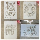 4 шт.компл. А4 29 см тигр животные DIY Многослойные трафареты Рисование раскраска для скрапбукинга тиснильный альбом декоративный шаблон