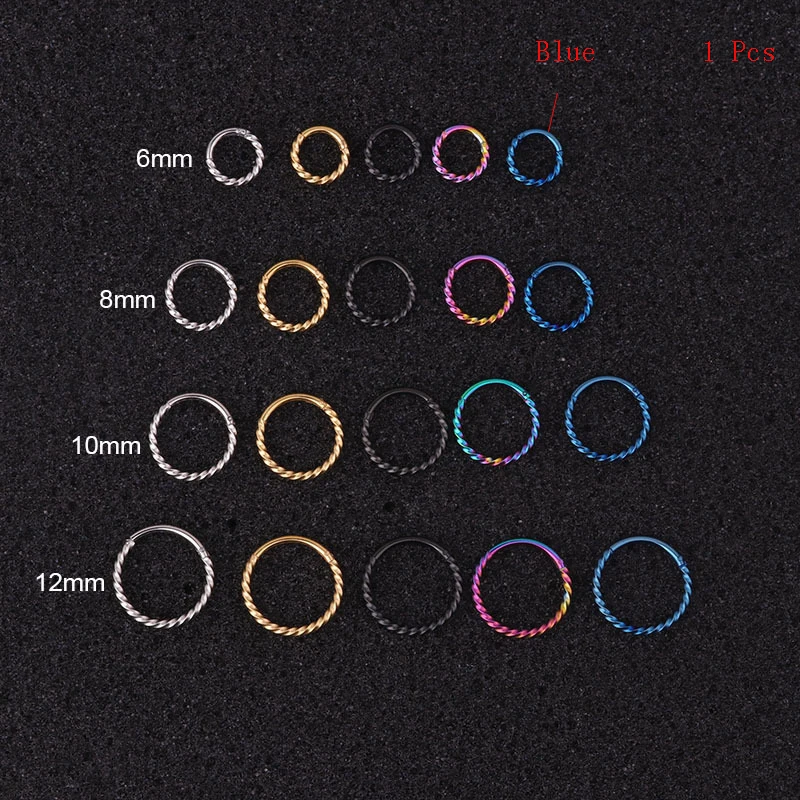 

1PC 6mm To 12mm 15g Stainless Steel Hinged Segment Clicker Ring Nose Septum Piercing Helix Cartilage Daith Twist Nose Ring Hoop
