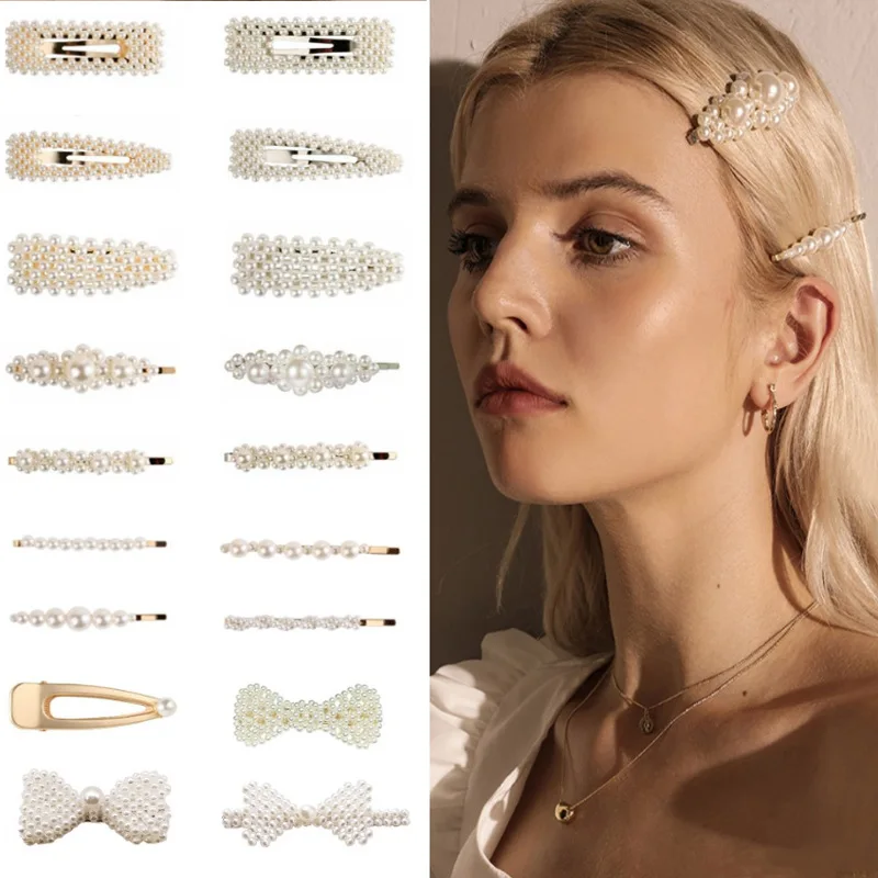 

Fashion Pearl Hair Clips for Women Girls Elegant Korean Design Pearl Metal Barrettes Hairpin Hair Styling Accessories Headwear